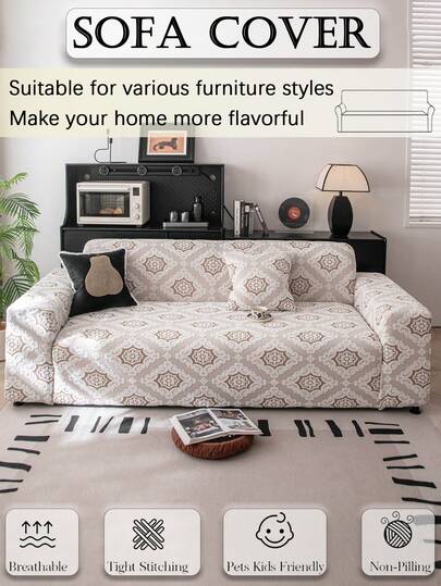 1 Set Of 2 Pieces, Includes 1 Pillowcase, Upgraded Thickness, New Design, High-Quality Sofa Cover - Washable, Elastic, Anti-Scratch And Anti-Slip Sofa Protector, Dual-Color Fan Design, Multiple Color Options, Suitable For All Seasons, Fits 1 To 5 Seater Sofas, Sofa Length (90cm-330cm), Perfect For Living Room Decor, Renew Your Sofa, Furniture Protection | Classic Design | Durable Protection, No More Worries About Pets Dirtying The Sofa