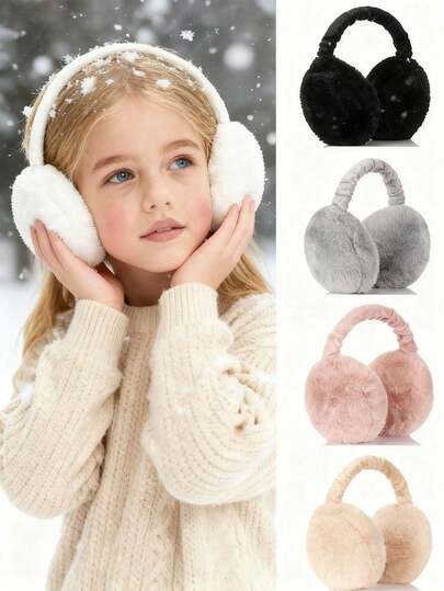 Orejeras de peluche ultra suaves - Plegables, cálidas, cómodas, resistentes al frío, diseño unisex para actividades al aire libre en invierno, lavables a mano, accesorios de invierno | Textura de peluche | Construcción, Orejeras