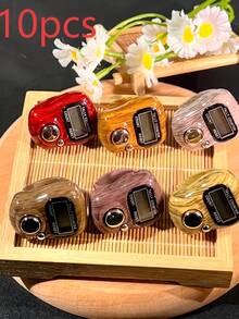 New Wooden Grain Ring-Shaped Electronic Digital Counter, Portable Compact Delicate Lightweight Minimalist 0-99999 Display, Suitable For Recitation, Mantra Chanting, Daily Counting Dedicated Tool