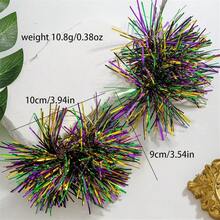 Colorful Mardi Gras Earrings For Women Glitter Carnival Theme Mask Feather Earrings Shiny Big Ball Fireworks Hoop Earrings Charm Fleur De Lis Dangle Earrings Gifts - 球狀薄 - 查看 3