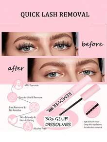 Płyn do usuwania rzęs 1 szt., odpowiedni do przedłużania rzęs, usuwanie kępek rzęs klejem, delikatne usuwanie pojedynczych sztucznych rzęs, środek do usuwania kleju do przedłużania rzęs, do użytku domowego - Różowy - Zobacz 2