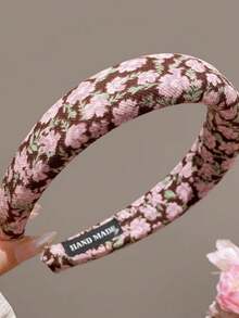 1件复古花卉发箍，乡村风格海绵宽边发圈，多功能皇冠发箍配饰 - 彩色 - 查看 9