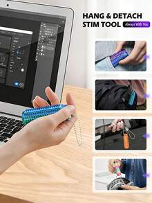 Adult Stress Relief Toy, Portable 3D Printed Breathable Keychain Pendant, 3D Printed Gradient Color Massage Roller, Used For Stress Relief, Tactile Sensory Tool, With Textured Bumps And Ventilation Holes, Modular Design, Helps Muscle Relaxation And Stress Relief, Perfect Gift For Stress Relief And Sensory Relaxation, Also A Unique Gift For Friends - Multicolor - View 4