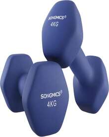 SONGMICS Dumbbells Set With Stand, Neoprene Hex Dumbbells, 2 X 1 Kg, 2 X 2 Kg, 2 X 3 Kg, Non-Slip Hand Weights - MàuC - Xem 1