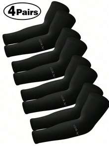 4Pairs Sun Protection Cooling Arm Sleeves Compression - Cover Up - Sun Sleeves For Men Youth,School Halloween Accessories Winter Gloves Sleeves Cover Arms Arm Warmers Autumn Outfits Halloween Costumes Black Arm Sleeve Gifts For Men - A - View 12