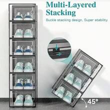 1pc Transparent Plastic Stackable Shoe Display Box - Stackable & Foldable Storage Box For High Heels, Shoes And Bags - Multicolor - View 5