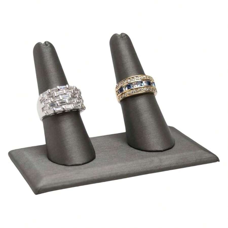 Box Silver Leatherette Jewelry Ring Finger Display3.62x2.12x2.25 Inches With Square Base - Ring Holder Organizerfor Selling Or Personal Use - Display Stands For Rings - Multicolor 767 - View 1