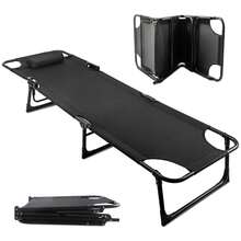 Foldable Camping Cots For Adults, Adjustable 3-Position Adults Reclining Folding Chaise, Outdoor Portable Folding Lounge Chair Sleeping Cots Bed With Pillow For Camping, Pool - Không kèm nệm - Xem 1