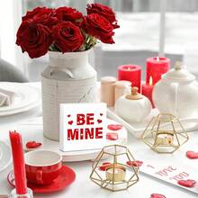 1pc "Be My Love" PVC Plaque, Red Heart Decor, Valentine's Day Desktop Ornament, Home/Bedroom/Living Room - Multicolor - View 8