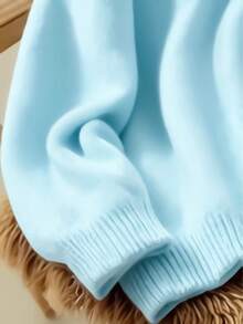 Women's Soft & Cozy Solid Color Knit Sweater Top, Casual Wear For Autumn - Blue - View 5