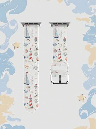 1 st. fyr- och segelbåtsstil, mjukt elastiskt, andningsbart ersättningsklockarmband, kompatibelt med Samsung, Garmin, Honor smartklockor, 38 mm 40 mm 41 mm 42 mm 46 mm 45 mm 44 mm 49 mm, modernt, avslappnat, flerfärgat silikonklockarmband, kompatibelt med Ultra SE/11/10/9/8/7/6/5/4/3/2/1