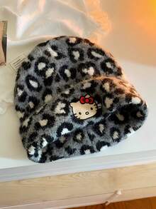 Sanrio 1顶可爱卡通Hello Kitty蝴蝶结针织毛绒帽，加厚保暖护耳，适合冬季佩戴 - 彩色 - 查看 15