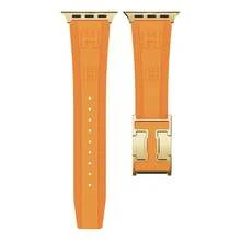 CRAZYGRASS Soft And Versatile Men's Silicone Watch Band, Simple And Easy To Match, With A Magnetic Clasp And Waterproof Design. Suitable For Apple Watch Sport Bands, Compatible With 44mm/45mm/46mm/49mm Sizes, Designed For Apple Watch Series 9/8/7/6/5/4/3/2/1/SE/Ultra. - 橘色 - 查看 10