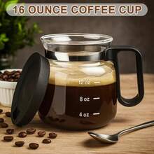 Taza de café de 16 oz, mini taza de café, con tapa a prueba de derrames, taza de vidrio resistente al calor, gran capacidad, regalo ideal para amantes del café (1 pieza) - 1 pieza - Ver 8