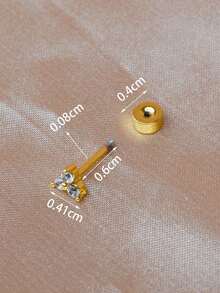 1 pieza Pendientes de botón con flor de circonita chapados en oro de 18K de 20G, material de acero inoxidable, adecuado para múltiples perforaciones de oreja, delicado y preciso, adecuado para mujeres y niñas, para uso diario - Un par de pendientes redondos de circonita con forma de flor - Ver 5