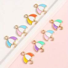4Amazonia 10pcs Tiny Candy Color Enamel Umbrella Charms For Jewelry Making Earrings 17*13mm Small Alloy Pendant DIY Handmade Friendship Women Bracelet Necklace Accessories - Mixcolor - View 5