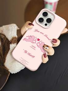 1个丘比特心形字母图案液态硅胶防震手机壳，柔软凝胶保护套，适合作为节日礼物，兼容苹果iPhone Xs/Xs Max/Xr/11/12/13/14/15/16 Pro/Pro Max/14/15/16 Plus/17，男女通用 - 彩色 - 查看 1