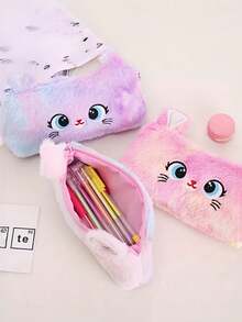 1pc Fashionable Cat Themed Pencil Case - Lightweight Zipper Stationery Organizer Pouch With Coin Purse, Suitable For Girls