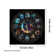 1pc Black Enchanting 12 Constellations Divination Altar Cloth - Vibrant Polyester Altar Mat With Celestial & Floral Design For Tarot Reading, Witchcraft & Astrology, Tarot Tablecloth Boho Playmat Cloth Home Decor - Multicolor - View 9