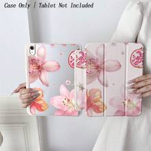 Flower 1PC Pink Floral & Pomegranate Tablet Case - Watercolor Pattern, Foldable Stand & Shockproof Translucent Cover,With Pen Holder Compatible With 10.9/10.2/ Air 5th Gen/Pro11/10th/9.7/Air 2/ (7th Gen)/ (8th Gen)/ Air 4/5/ Pro 11/ 10th Generation 10.9-Inch 2022 Smart Case/ Air 13(M3 2025)/ Air 11(M3 2025) - Multicolor - View 1