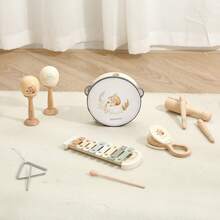 带有可爱松鼠图案的木制乐器玩具，可刺激感官和促进协调发展，是音乐教育、圣诞节和生日礼物的理想选择 - 彩色 - 查看 2