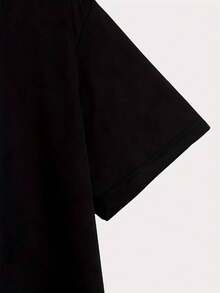 T-shirt casual da uomo a maniche corte - T-shirt estiva traspirante con girocollo e stampa "gatto su dinosauro", lavabile in lavatrice, vestibilità regolare per un look casual, ideale per il tempo libero estivo. - nero - Visualizzare 4