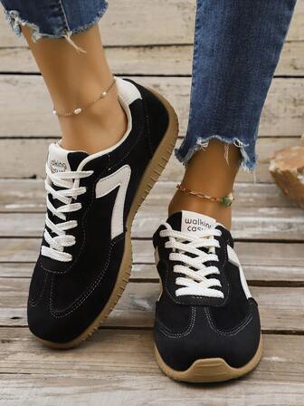 Women's Fashion Sneakers, Comfortable Breathable Casual Shoes, Wear-Resistant Soft Sole Non-Slip Design, Suitable For Training, Tennis, Cycling, Outdoor, Sports, Running, Dating, Daily Casual Wear. Suitable For All-Day Wear, Casual Sports Shoes | Low-Top Sneakers | Lace-Up Closure