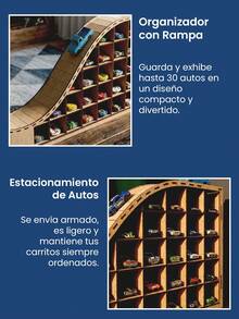 Organizador con Rampa para Carritos Exhibidor de Autos Coleccionables de MDF Estante Compacto para 30 Piezas - Café integral - Ver 3