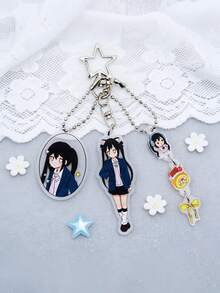 K-ON！可爱卡通少女亚克力钥匙扣，包包装饰挂件，ACG音乐粉丝礼物 - 彩色 - 查看 6