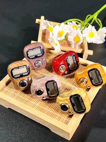 New Wooden Grain Ring-Shaped Electronic Digital Counter, Portable Compact Delicate Lightweight Minimalist 0-99999 Display, Suitable For Recitation, Mantra Chanting, Daily Counting Dedicated Tool