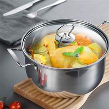 11PCS-SET  Induction Non Stick Stainless Steel Cookware Cooking Pot Pan With Lids (5 Pots And 6 Kitchen Utensils) - Silver - View 11