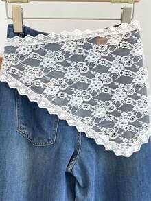 1/2pcs New Layered Mini Skirt With Mesh Lining & Lace Trim Underskirt