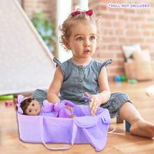 10-Piece 18-Inch Baby Doll Basket Set Includes Doll Clothes, Bassinet, Doll, Bibs, And Pacifiers. A Great Gift For Girls, Baby Dolls, Children's Toys, Party Favors, Doll Accessories, And Holiday Gifts. - Purple - View 6