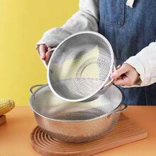 Stainless Steel Multifunctional Strainer Basket - Thickened Mesh Basket With Dual Handles, For Draining And Rinsing Fruits And Vegetables - Multicolor - View 5