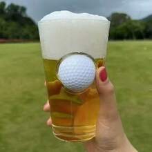 Golf Gifts For Men, Pint Beer Glass With Real Golf Ball Embedded, Unique Birthday Golf Gift