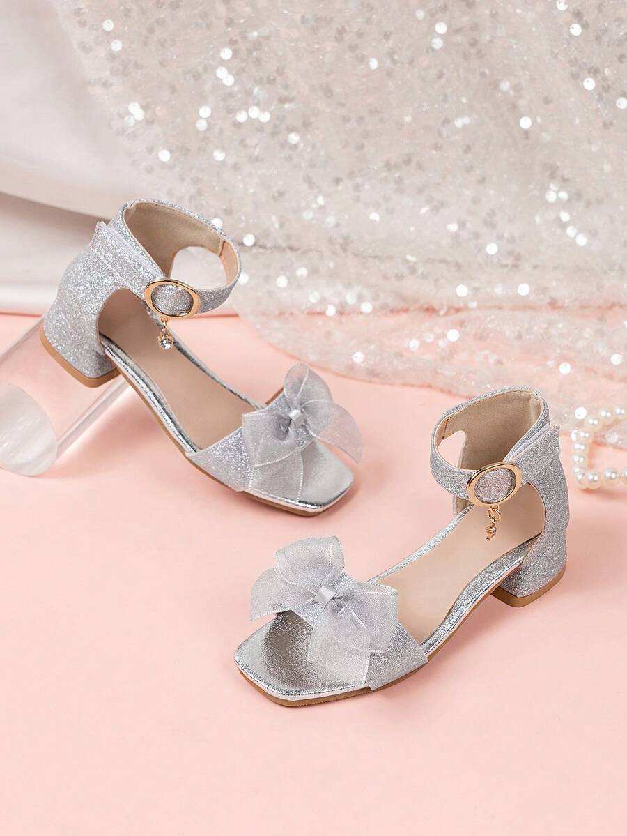 Children's Fashion Casual Sandals, High Heels, Princess Shoes, Dance Party Shoes, Shiny & Comfortable Summer Sandals - Silver - View 1