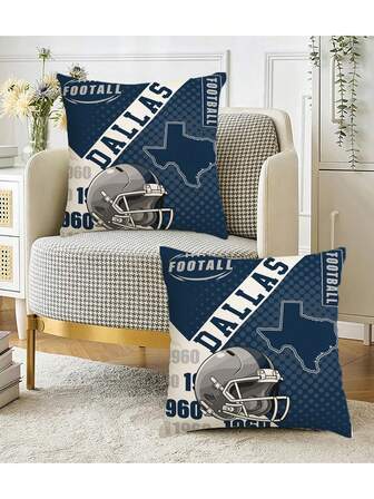 2 fundas de almohada con estampado de letra y casco, adecuadas para oficina, hogar, dormitorio, decoración de sala de estar - Sin bordado - Varios tamaños - Impresión de un solo lado (Inserto de almohada no incluido)