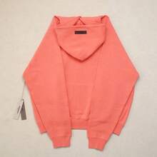 Essentials -Fear Of God Oversized Hoodie Collection FW21-FW2 MEN WOMEN Hoodie Vintage Flocking Craftsmanship Combined With Modern Breathable Technology, Warm Cotton Flocking, Loose Urban Functional Wear, High-End Cotton To Create An Urban Street Style, Loose Silhouette Non-Ge - Coral - 查看 4