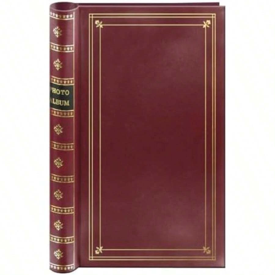 Pioneer Photo Bi-Directional 300 4"x6" Pocket Metal Coil Bound Album with Gold Accented Leatherette Cover(Burgundy) - Multicolor - Ver 1