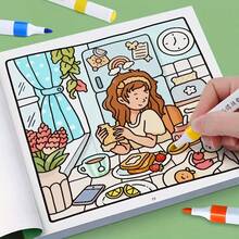 24页卡通素描本 - 可爱卡通女孩绘画日记，彩色插图，软封面，耐用纸张，适合DIY，生日和圣诞节礼物，素描本 - 彩色 - 查看 4