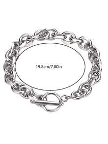 1 件银色粗链手链，带 OT 扣，适合音乐节、生日、惊喜