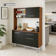 Muebles de Cocina Grandes, Muebles de Cocina Modernos de Estilo Minimalista, Aparador para Sala/Comedor, Ideales para Sala, Cocina y Comedor, Ahorran Espacio - Negro - Ver 2