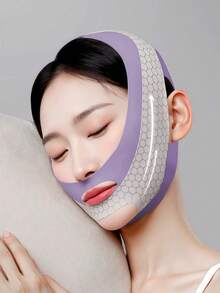 面部提拉紧致睡眠塑形V字绷带，放松提拉，减少双下巴，瘦脸按摩器，男女通用 - 下巴塑形，可调节面罩，可重复使用，透气无缝V字形面罩，适合睡眠、运动和瑜伽，轻盈透气，佩戴无皱，Y2K哥特风旅行必备，方便携带，圣诞礼物，圣诞装饰，女士礼物 - 彩色 - 查看 4