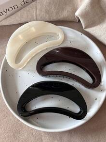 3pcs/1pc Extra Large Black, White, Brown Plastic Hair Clips, Fashion Versatile High-End Elegant Simple Solid Color Hair Claws, Suitable For Daily, Casual, Party, Commute, Beach, Bun, Ponytail, Face Washing, Makeup, Outfit Accessory Elegant Claw Clip - Multicolor - View 2