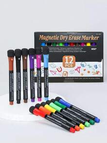 Bộ 12/8 bút xóa bảng khô có nắp tẩy, đầu bút mảnh, ít mùi, thích hợp cho giáo viên, gia đình, văn phòng và bảng trắng trường học. - Nhiều màu - Xem 4