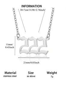 1pc 777 Angel Number Necklace, Women Stainless Steel Simple Chain Pendant Necklace, Christmas Gift - Number - View 17