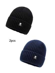 1顶男女通用雪花贴片纯色针织帽，男女皆宜，冬季保暖加厚内里，柔软舒适，简约时尚，适合寒冷天气。 - A - 查看 12