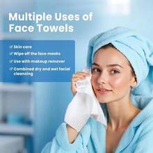 Borje Face Towels XL, Disposable Face Towel 10" X 12", 50 Count, 100% USDA Biobased Facial Towelettes, Ultra Soft &Amp; Thick Makeup Remover Wipes For Women Cleansing - ColorA - 查看 6