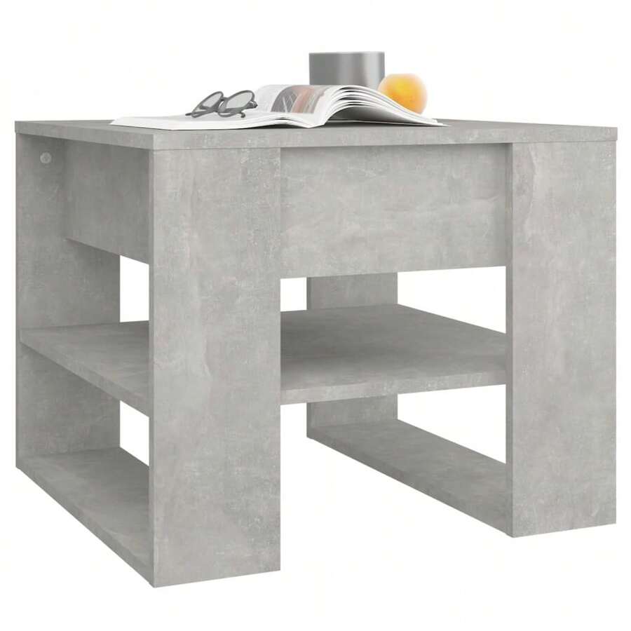 Table basse vidaXL Gris béton 55,5 x 55 x 45 cm Matériau à base de bois - Gris - Voir 1