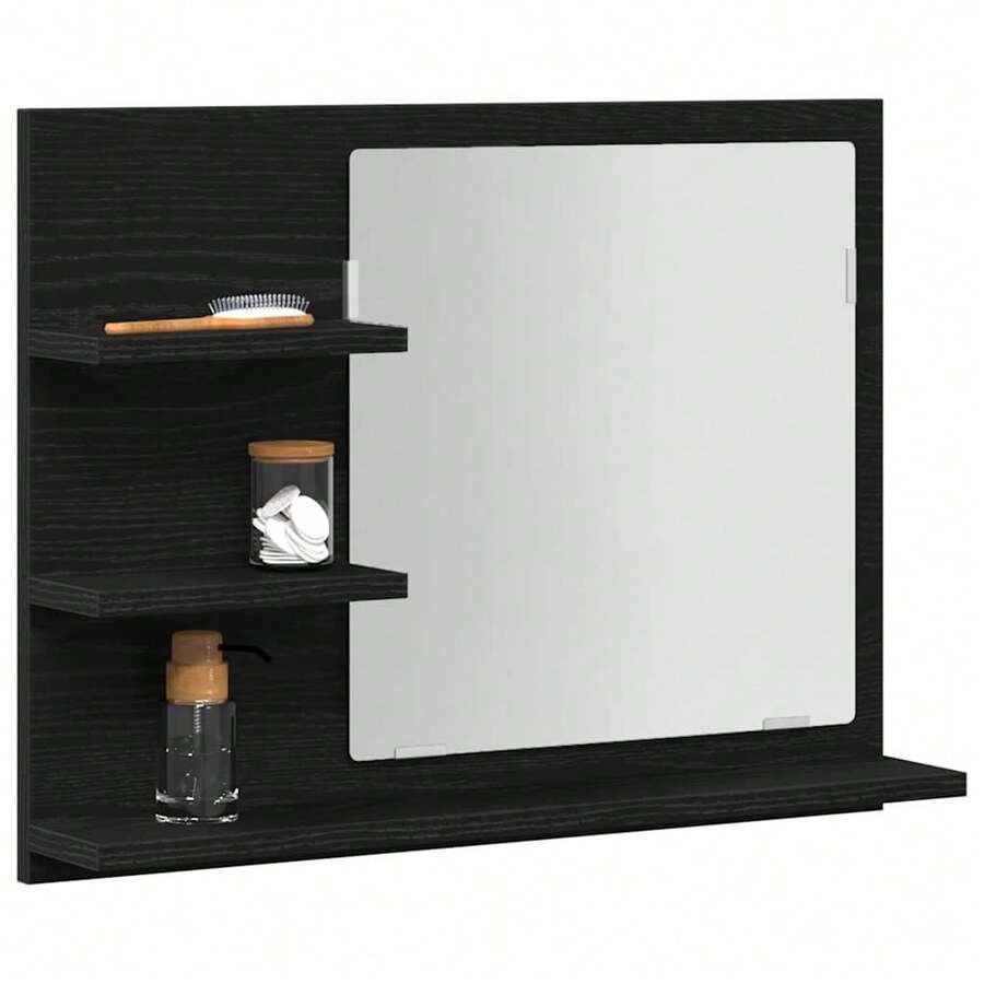 Specchio da bagno vidaXL effetto rovere nero 60x10,5x45 cm Materiale a base di legno - nero - Visualizzare 1